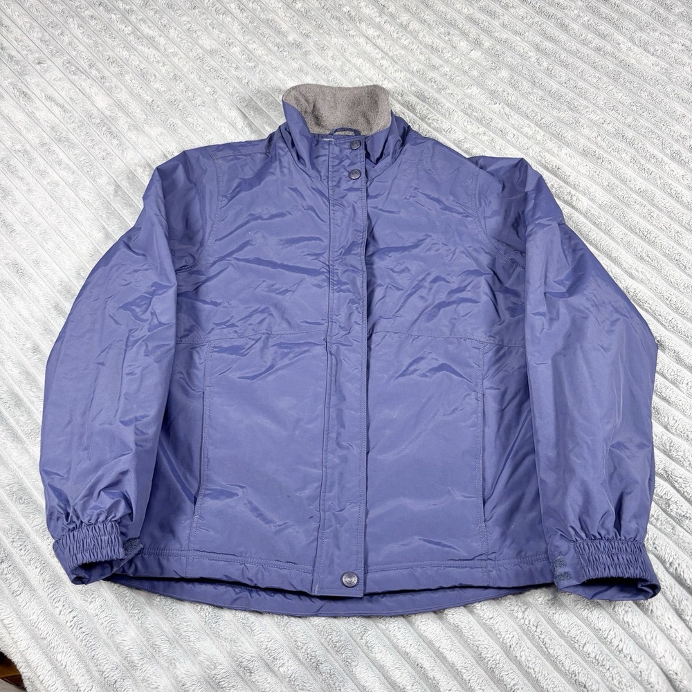 LL Bean Jacket Womens Small Regular Blue Nylon Fleece Lined Full Zip‎ Winter